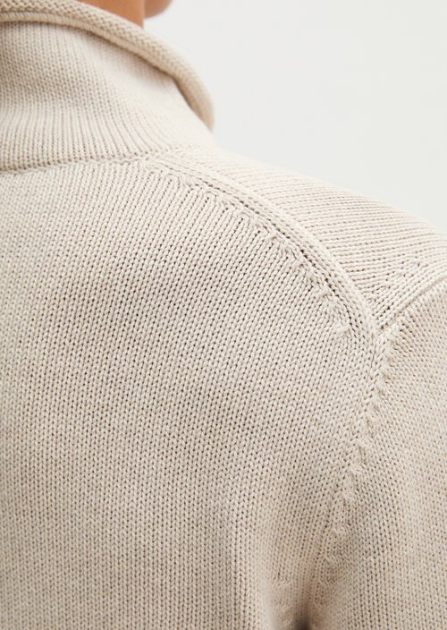 Slim Regular Fit Turtleneck Sweater — Light Stone Melange