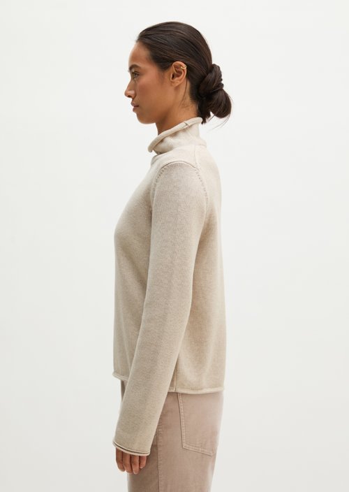 Slim Regular Fit Turtleneck Sweater — Light Stone Melange