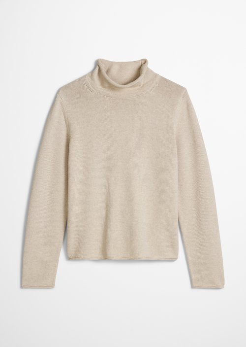 Slim Regular Fit Turtleneck Sweater — Light Stone Melange