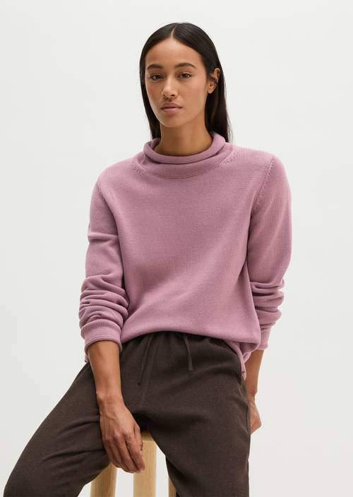 Rollkragenpullover slim regular Gentle Mauve in Frontalansicht