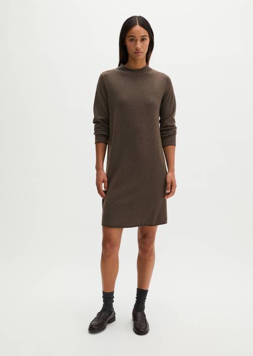 Strickkleid slim Stone Brown Melange in Frontalansicht