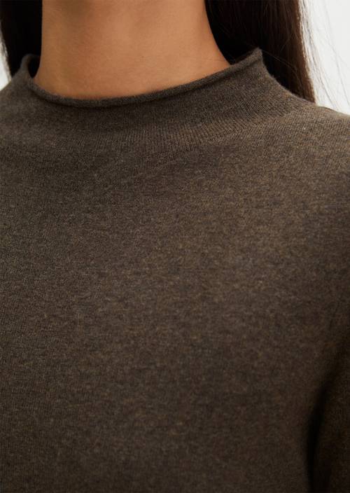 Strickkleid slim Stone Brown Melange in Detailansicht