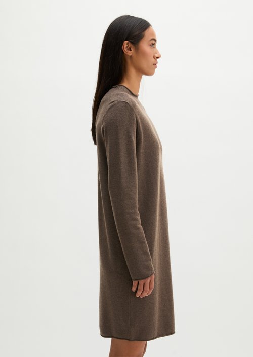 Slim-Fit Knit Dress — Stone Brown Melange