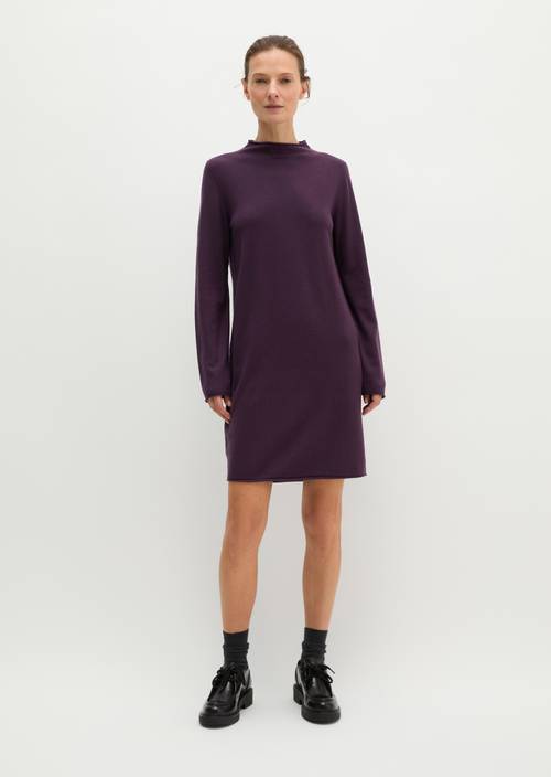Slim-Fit Knit Dress Pure Plum in front view