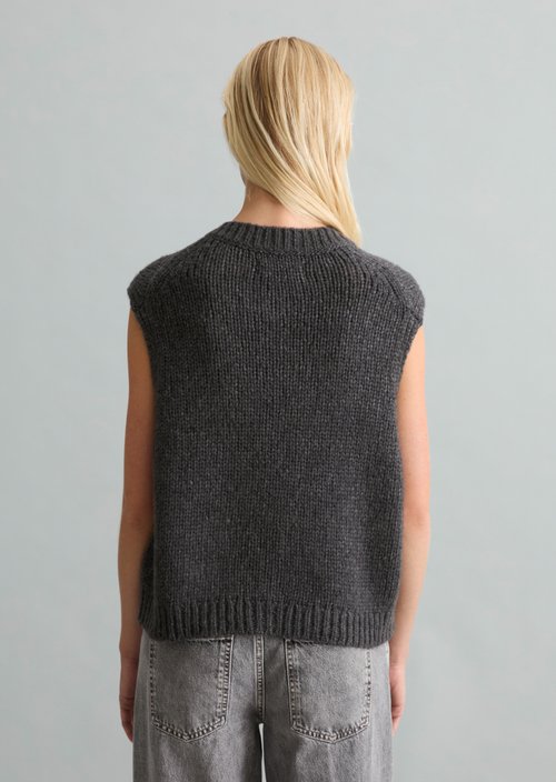 Sleeveless cropped cardigan — Dark Grey Melange