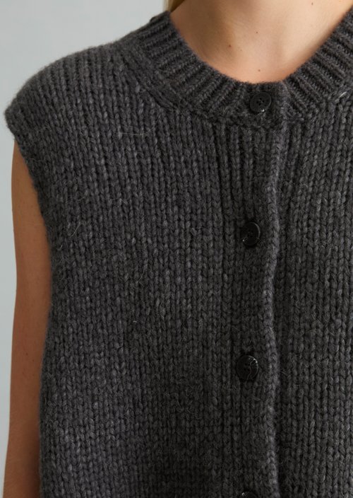 Sleeveless cropped cardigan — Dark Grey Melange