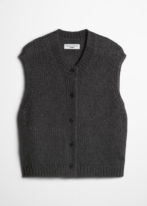 Sleeveless cropped cardigan — Dark Grey Melange