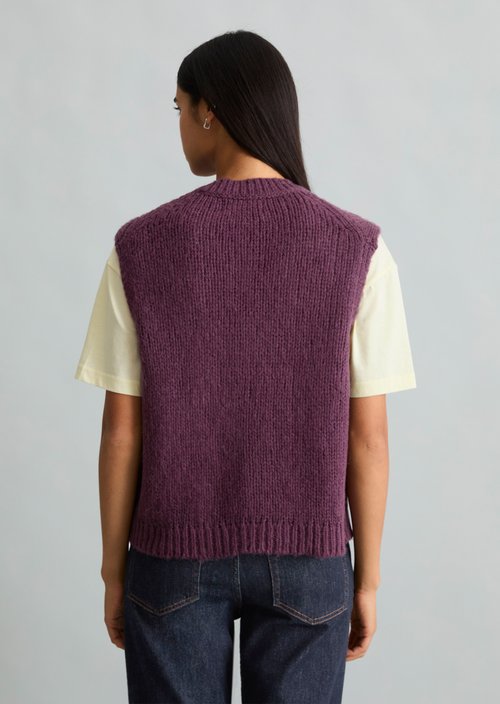 Sleeveless cropped cardigan — Dark Red Melange