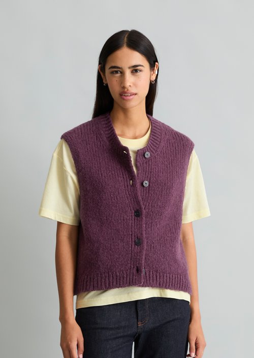 Sleeveless cropped cardigan — Dark Red Melange