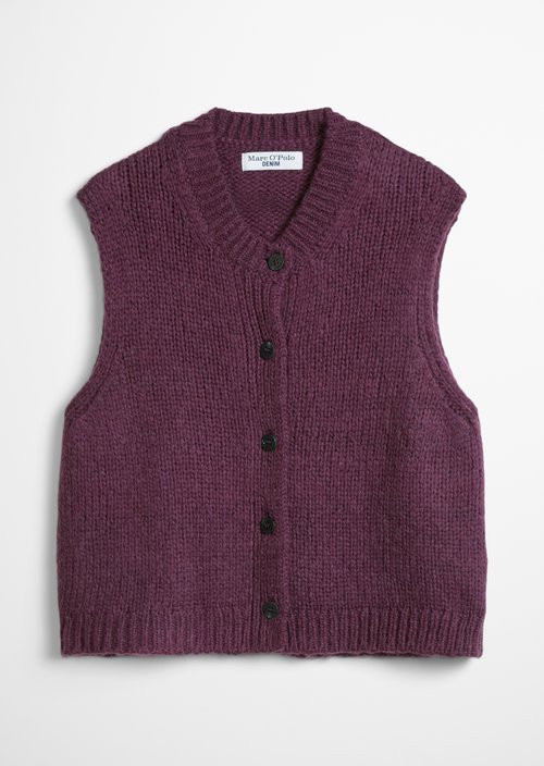 Sleeveless cropped cardigan — Dark Red Melange