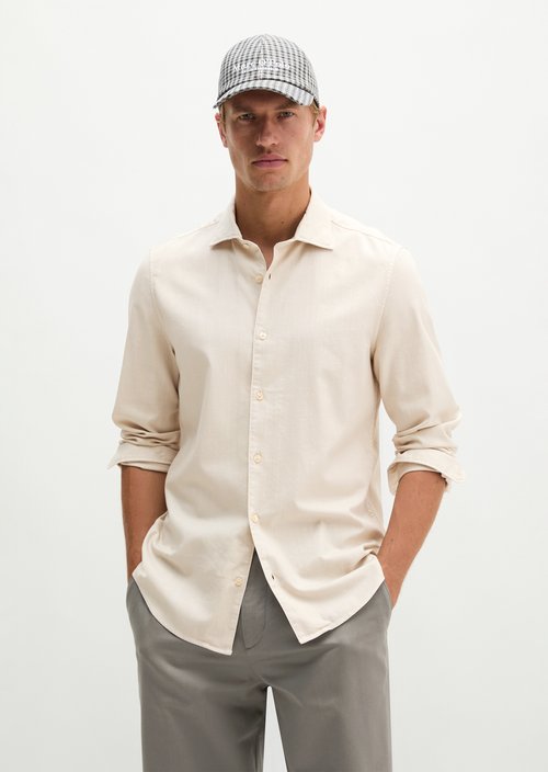Twill shirt, fitted — Grey Silk