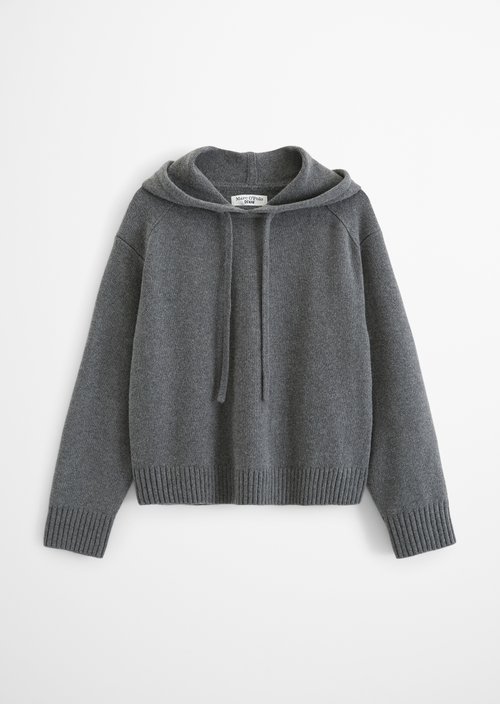 Relaxed-Fit Knit Hoodie — Dark Shadow Melange