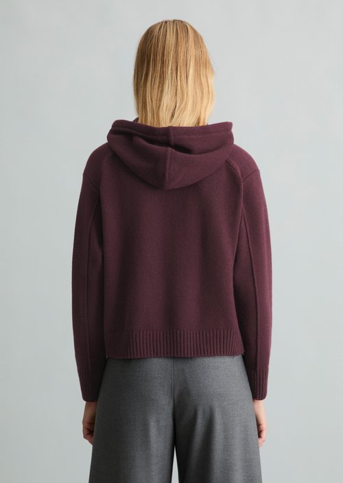 Relaxed-Fit Knit Hoodie — Rhubarb Jam