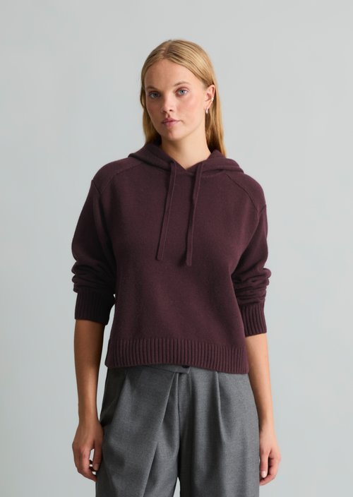 Relaxed-Fit Knit Hoodie — Rhubarb Jam