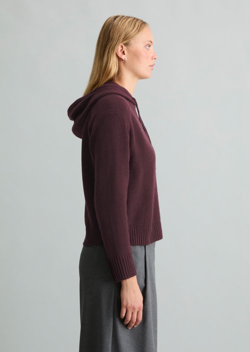 Relaxed-Fit Knit Hoodie — Rhubarb Jam