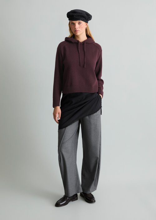 Relaxed-Fit Knit Hoodie — Rhubarb Jam