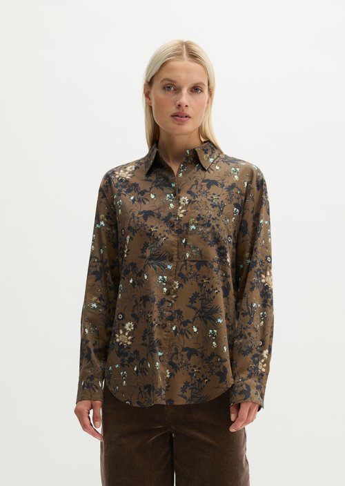 Loose-fitting printed blouse — Medium Brown