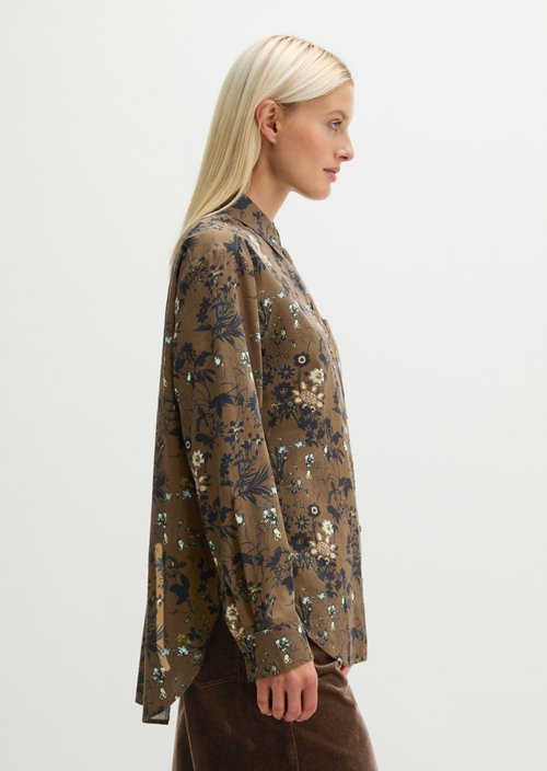 Loose-fitting printed blouse — Medium Brown