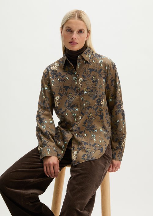 Loose-fitting printed blouse — Medium Brown