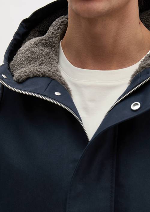 Regular-Fit Hooded Parka Dark Navy in detail view
