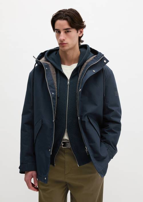 Regular-Fit Hooded Parka Dark Navy in front view