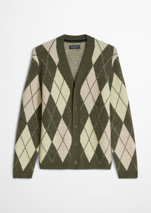 Argyle Cardigan — Dark Brown