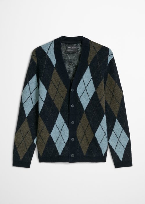 Argyle Cardigan — Dark Blue
