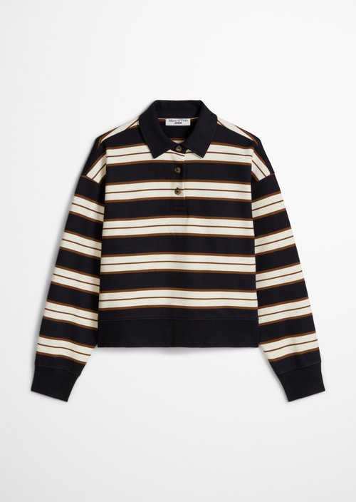 Relaxed-Fit Polo Sweatshirt — Dark Blue