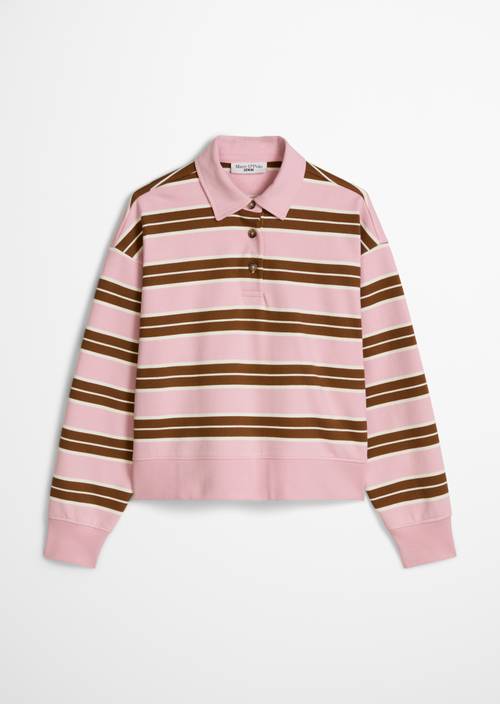 Polo-Sweatshirt relaxed Light Pink in freigestellter Ansicht ohne Model