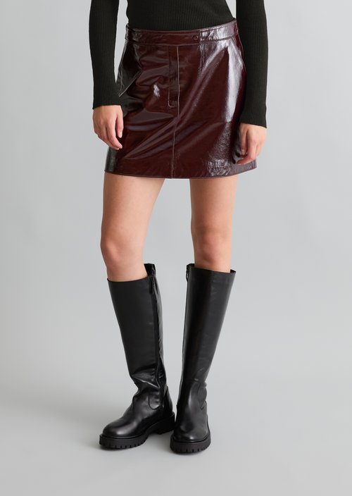 Glossy Leather Skirt, Regular Fit — Rhubarb Jam