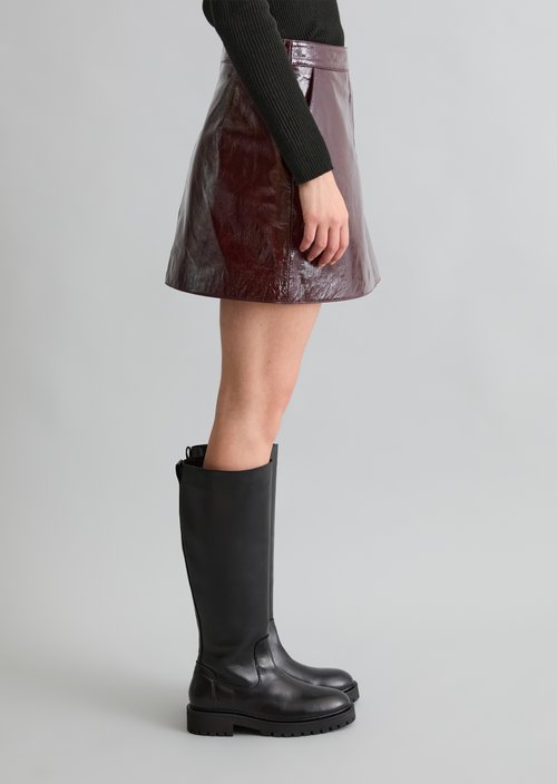 Glossy Leather Skirt, Regular Fit — Rhubarb Jam