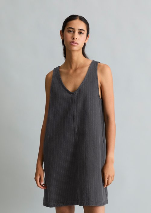 Loose-fitting pinstripe denim dress — Dark Grey