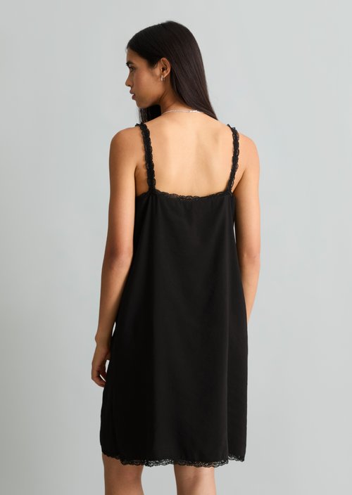 Straight-cut lingerie dress — Black