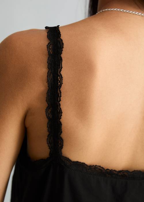 Lingeriejurk, recht model Black in detailaanzicht