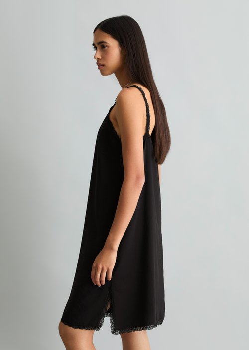Straight-cut lingerie dress — Black