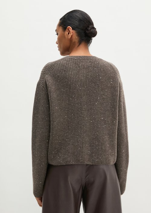 Regular-Fit Tweed Cardigan — Dark Brown