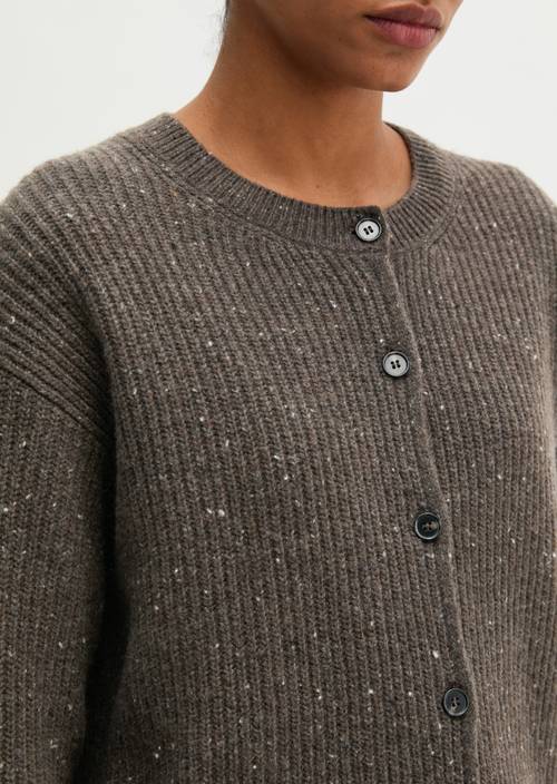 Tweedvest, regular pasvorm Dark Brown in detailaanzicht