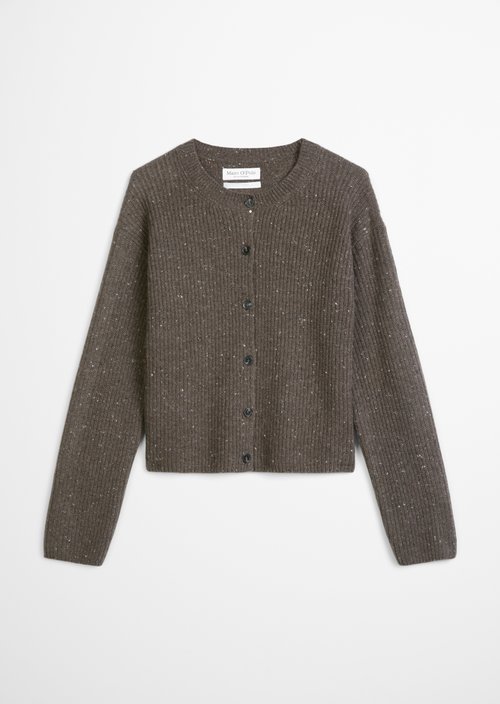 Regular-Fit Tweed Cardigan — Dark Brown