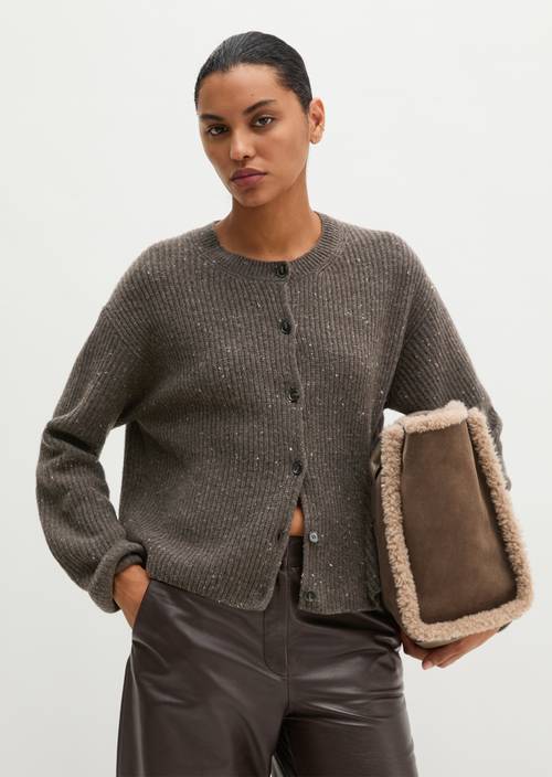 Tweedvest, regular pasvorm Dark Brown in vooraanzicht