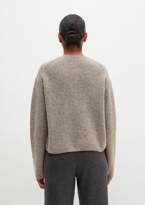 Regular-Fit Tweed Cardigan — Dark Beige