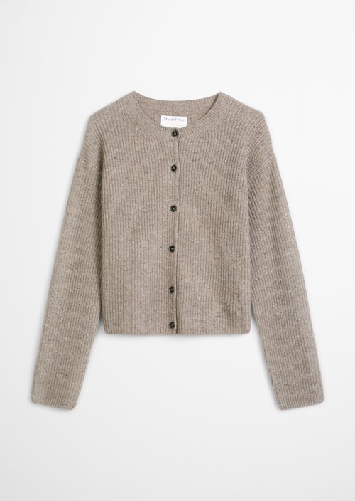 Regular-Fit Tweed Cardigan — Dark Beige