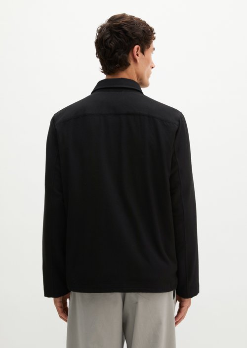 Regular-Fit Zip-Up Shirt — Black