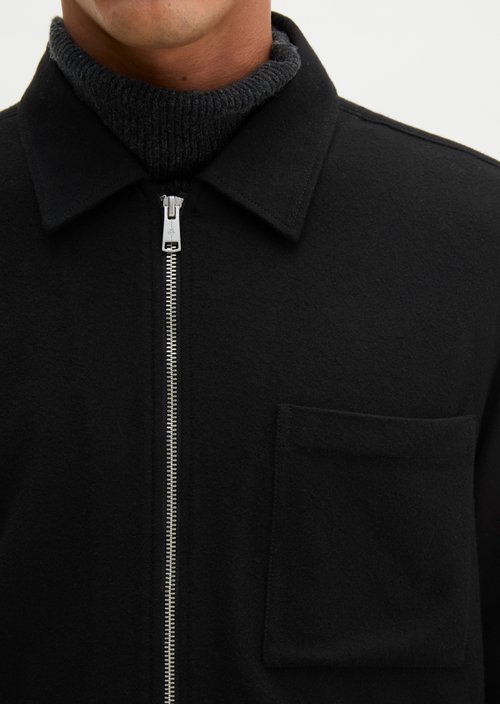 Regular-Fit Zip-Up Shirt — Black