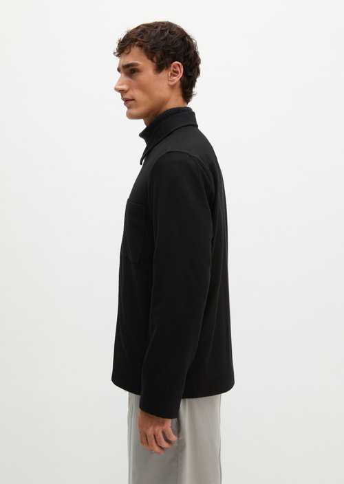 Regular-Fit Zip-Up Shirt — Black