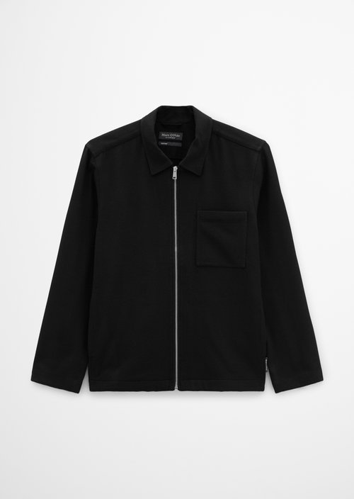 Regular-Fit Zip-Up Shirt — Black
