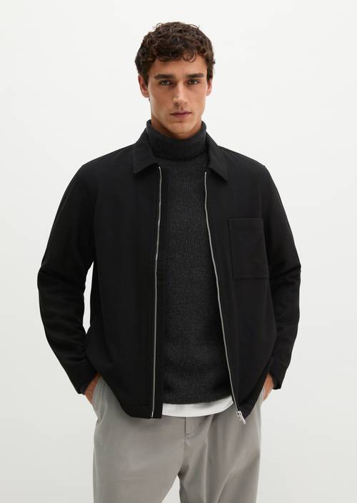 Zip-overshirt, regular Black in vooraanzicht