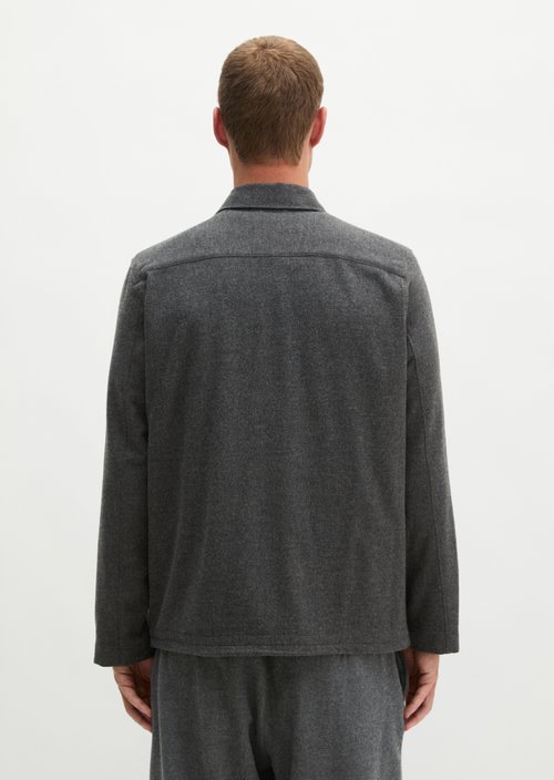 Regular-Fit Zip-Up Shirt — Dark Grey Melange