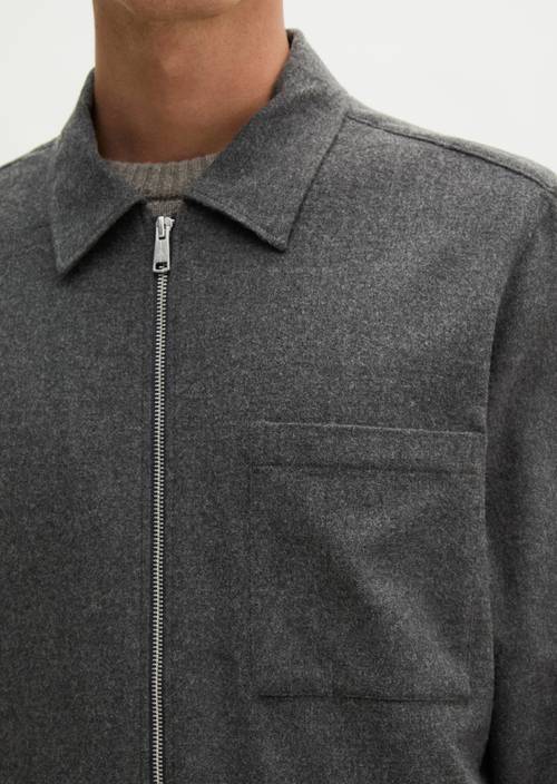 Zip-overshirt, regular Dark Grey Melange in detailaanzicht