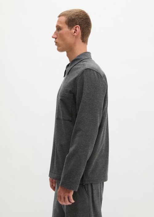 Regular-Fit Zip-Up Shirt — Dark Grey Melange