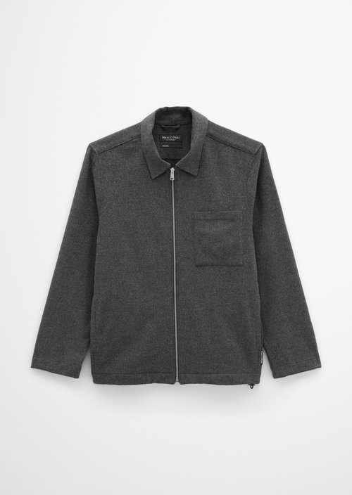 Regular-Fit Zip-Up Shirt — Dark Grey Melange